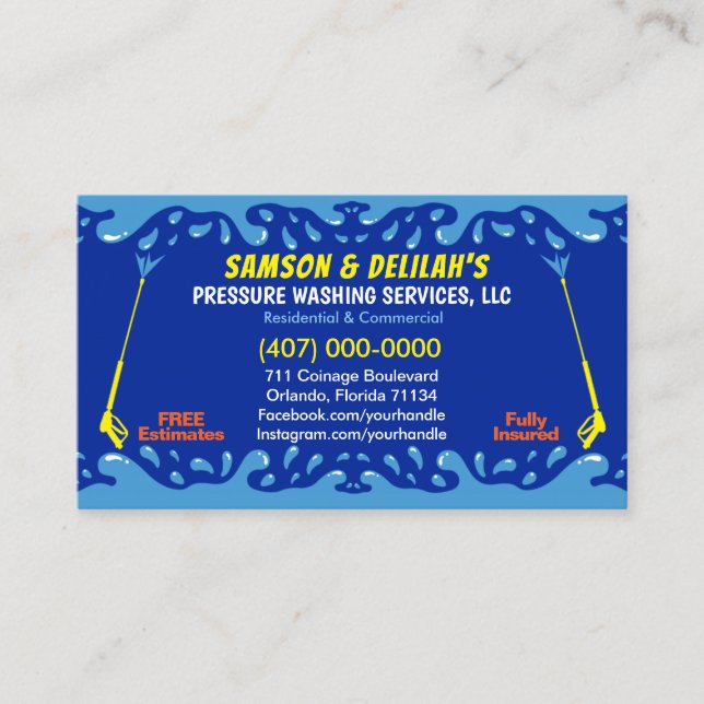 Modèle de carte de visite de lavage et de nettoyag (Devant)