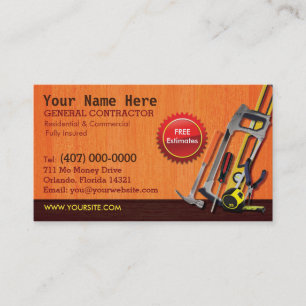Modèle de carte de visite du Général Contractor