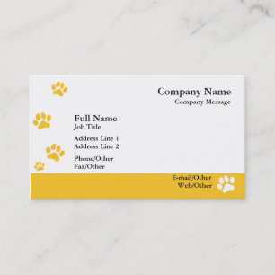 Modèle de carte de visite Empreinte de patte jaune