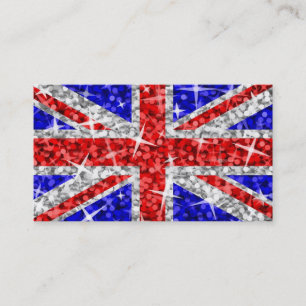 Modèle de carte de visite Glitz Royaume-Uni blanc