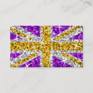 Modèle de carte de visite Glitz UK Gold blanc