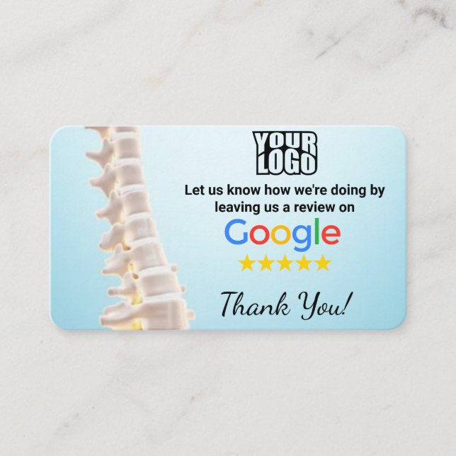 Modèle de carte de visite Google Review Chiropract (Devant)