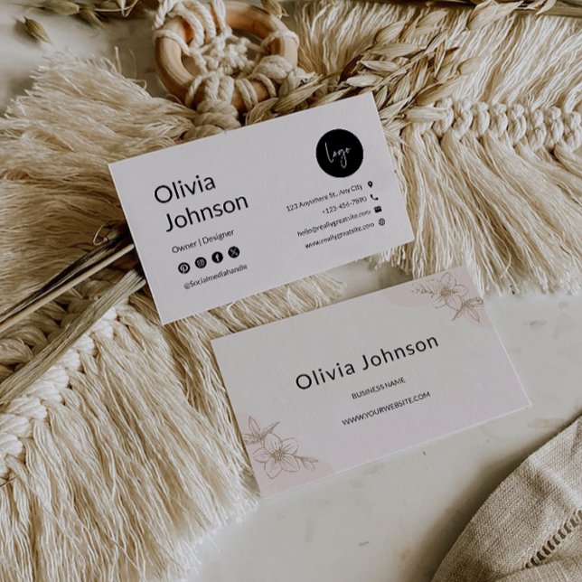 Modèle de carte de visite imprimable Boho (Boho Printable Business Card Template)