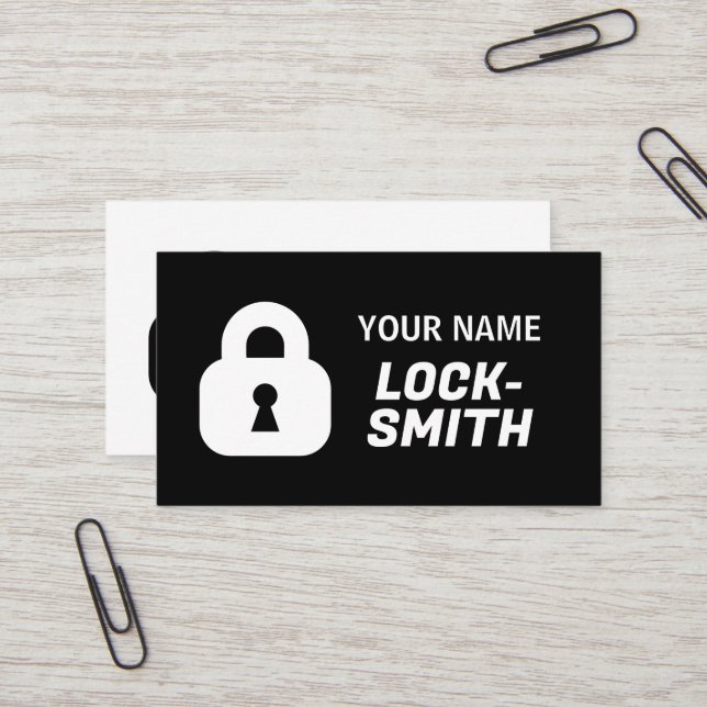 Modèle de carte de visite Locksmith avec logo cade (Devant/Arrière en situation)