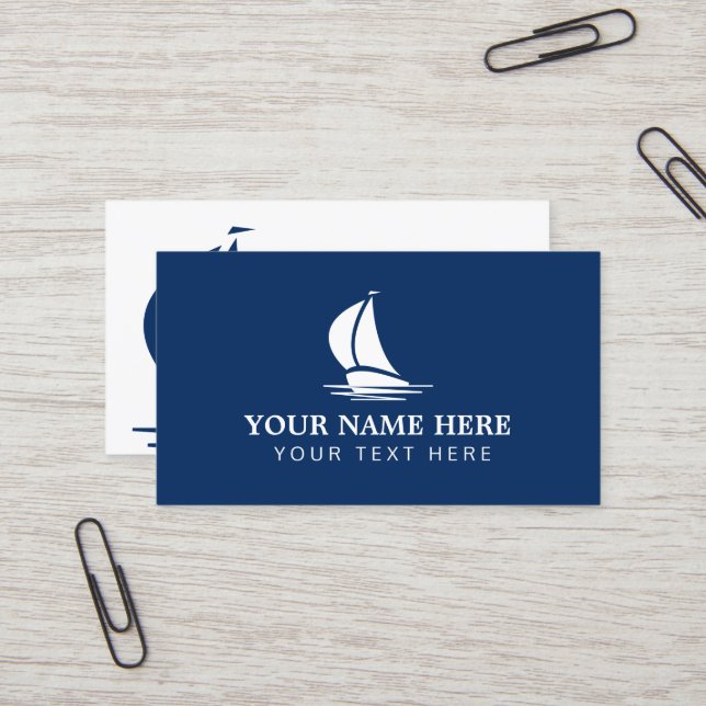 Modèle de carte de visite marine de voilier nautiq (Devant/Arrière en situation)