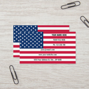 Modèle de carte de visite Patriotic American Flag