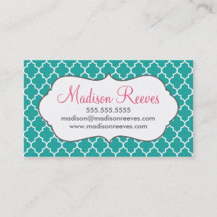 Modèle de carte de visite Quatrefoil turquoise et 