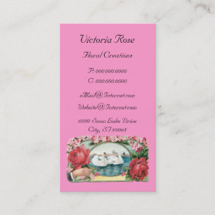 Modèle de carte de visite vintage Swan et Rose