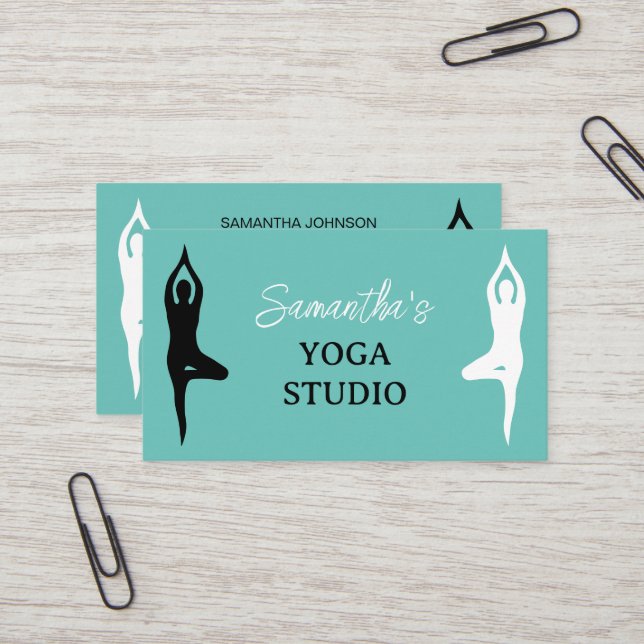 Modèle de carte de visite Yoga Studio avec logo de (Devant/Arrière en situation)