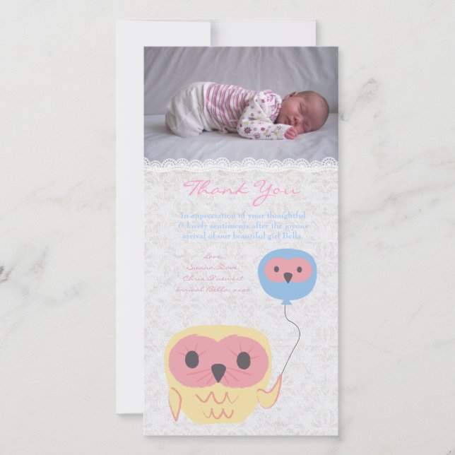 Modèle de carte photo de bébé de note de Merci de (Devant)