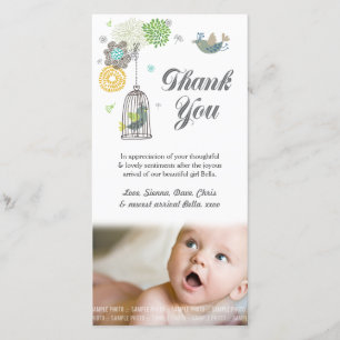 Modèle de carte photo de bébé de note de Merci de