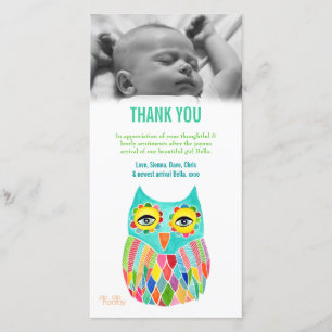 Modèle de carte photo de hibou de bébé de note de