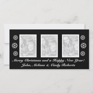 Modèle de carte photo de Noël noir | trois photos