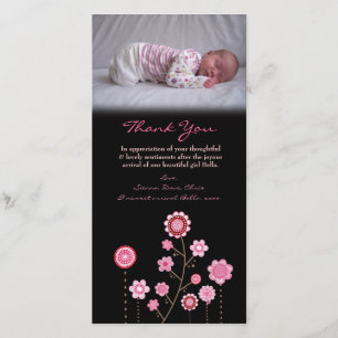 Modèle de carte photo de rose de bébé de note de