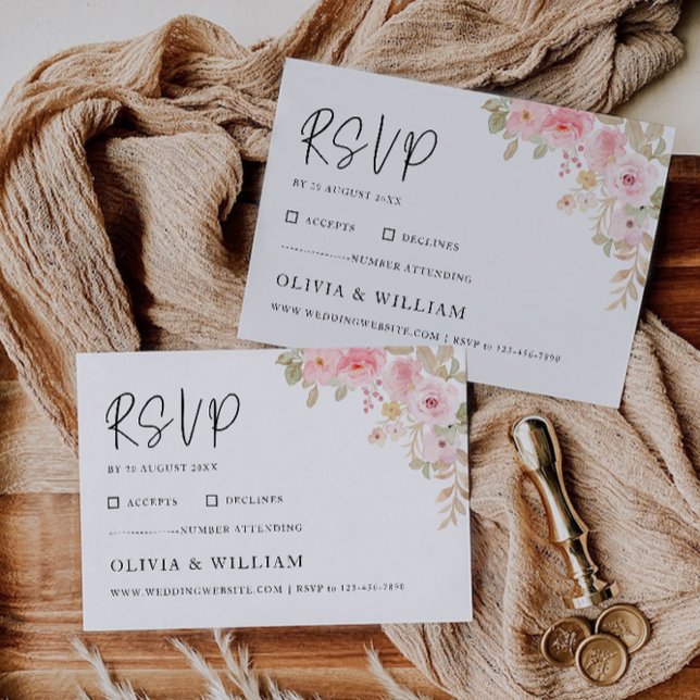 Modèle de carte Rose mariage RSVP (Wedding Rose RSVP Card Template)