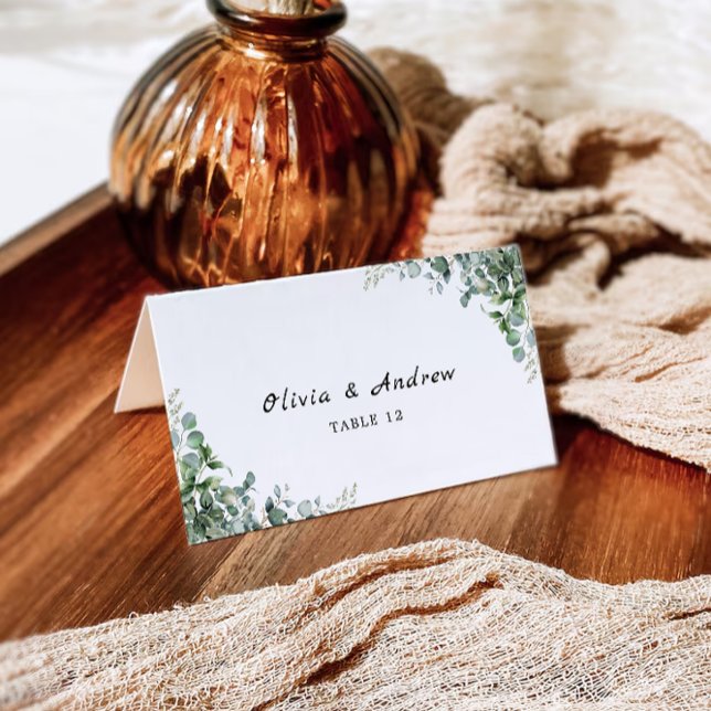 Modèle de cartes de Mariage de verdure (Greenery Wedding Place Cards Template)