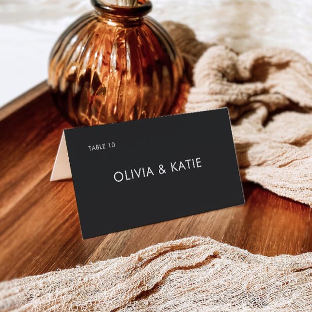 Modèle de cartes de Mariage noir (Black Wedding Place Cards Template)