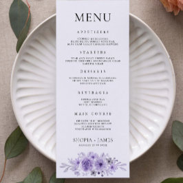 Modèle de cartes de menu Mariage violet