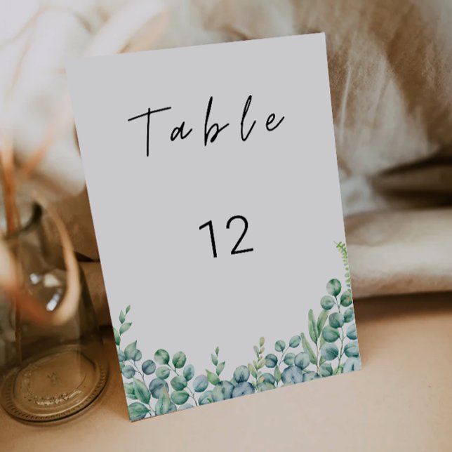 Modèle de cartes de table de mariage avec verdure (Greenery wedding table cards template)