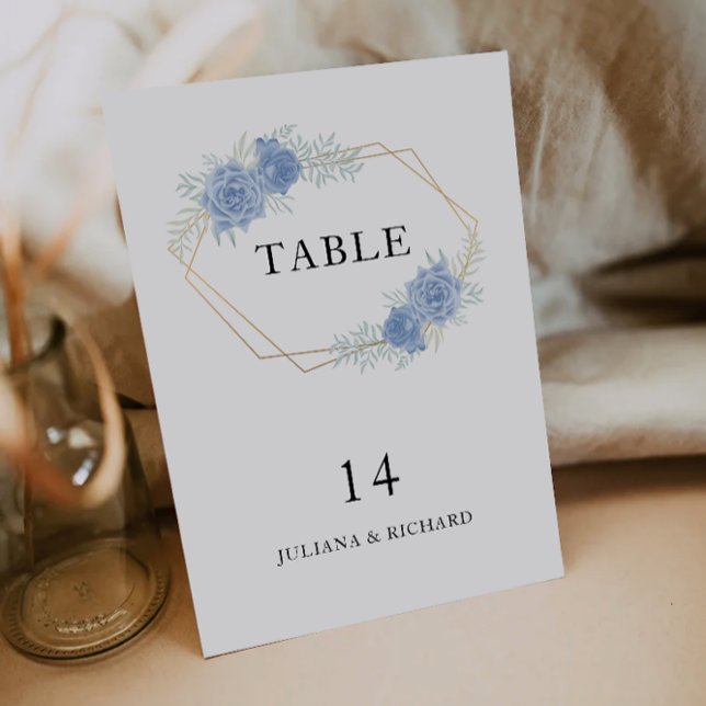 Modèle de cartes de table Mariage bleu (Blue Wedding Table Cards Template)