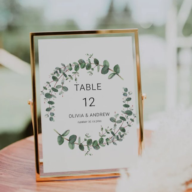 Modèle de cartes de table mariage vertes (Greenery wedding table cards template
)