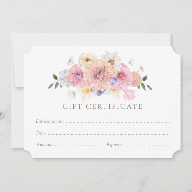 Modèle de certificat cadeau de boutique de fleurs  (Devant)