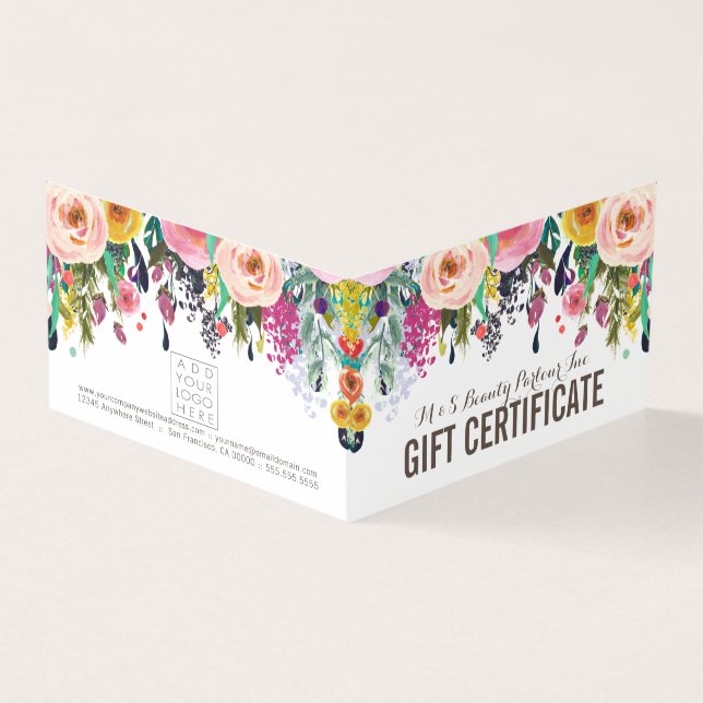 Modèle de certificat cadeau de magasin floral pein (Outside)