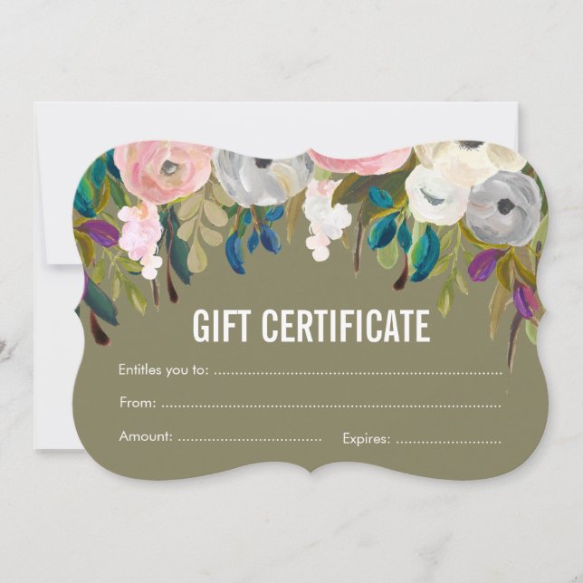 Modèle de certificat cadeau de salon floral peint (Devant)