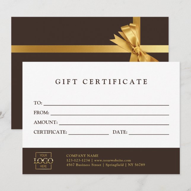 Modèle de certificat-cadeau promotionnel personnal (Devant / Derrière)