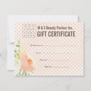 Modèle de certificat cadeau salon de beauté de che