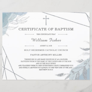 Modèle de certificat de baptême personnalisé modif
