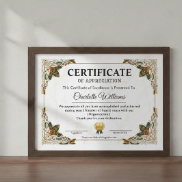 Modèle de certificat élégant de reconnaissance et