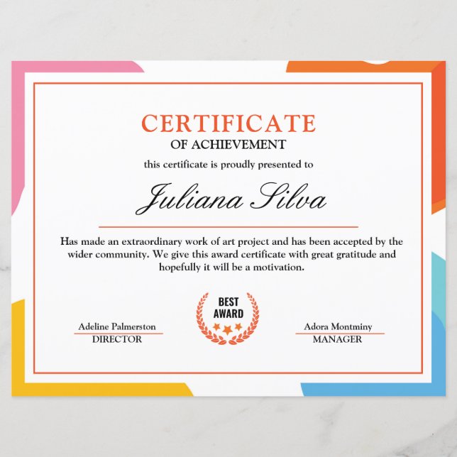 Modèle de certificat multifonction (Devant)