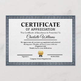 Modèle de Certificat Professionnel de Remerciement