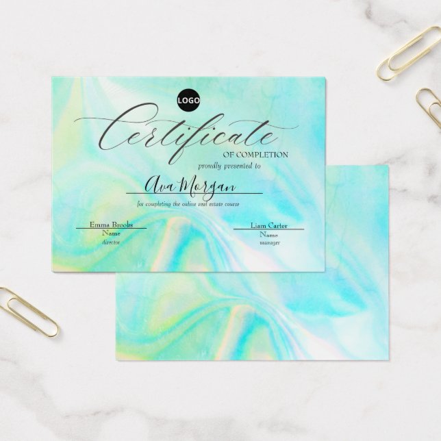 Modèle de certificat simple - Effet holographique (Bureau)