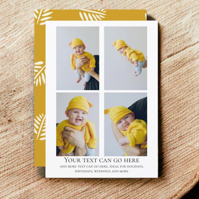 Modèle de dos à motif de 4 photos et feuilles (4 Photo and leaf pattern back template flat cards from Ricaso. Make your own for many occasions)