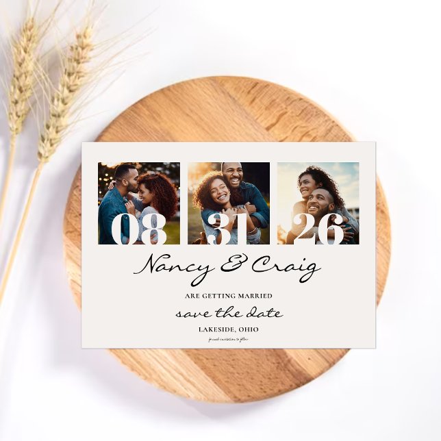 Modèle de faire-part de date avec collage de photo (Créateur téléchargé)