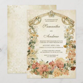 Modèle de faire-part de fête de fiançailles aux fl