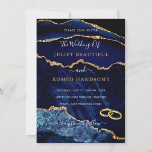 Modèle de Faire-part de mariage bleu marine