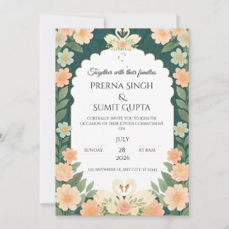Modèle de faire-part de mariage élégant sur le thè