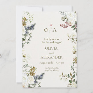 Modèle de faire-part de mariage floral élégant