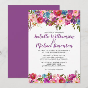 Modèle de Faire-part de mariage floraux violets