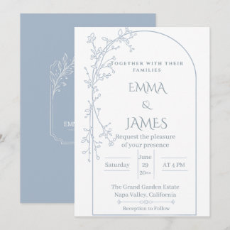 Modèle de faire-part de mariage géométrique bleu p