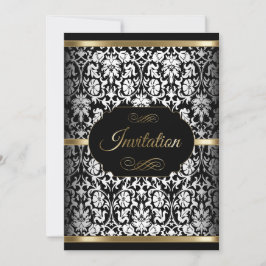 Modèle de fête Blanc, Noir et Or | Invitation