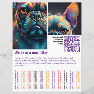 modèle de flyer de chiots à vendre avec QR code