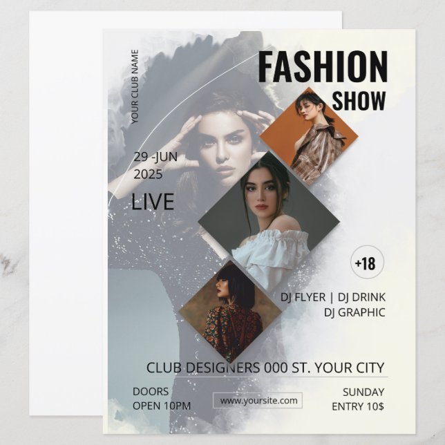 Modèle de flyer de défilé de mode  (Devant / Derrière)