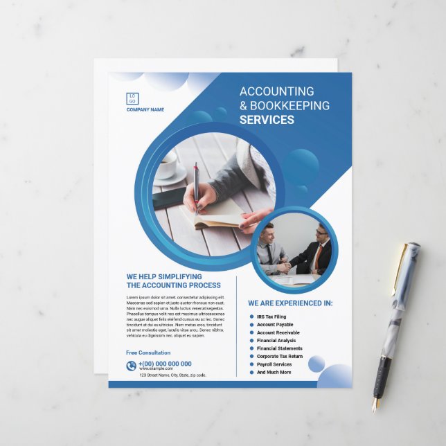Modèle de Flyer de Service de Comptabilité et de T (Devant/Arrière en situation)
