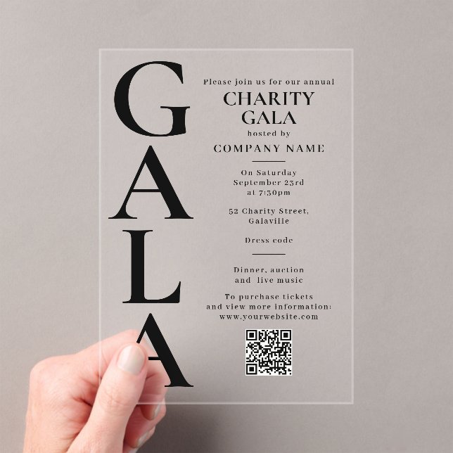 Modèle de gala de charité Code QR de l'événement d (In situ (ordinateur de poche))