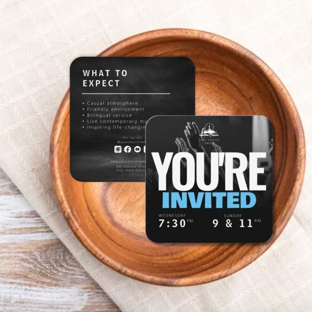 Modèle de la carte d'appel de l'Invitation de l'ég (Church Invite Calling Card Template)