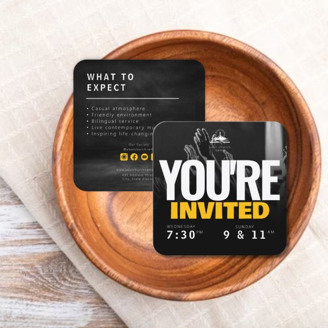 Modèle de la carte d'appel de l'Invitation de l'ég (Church Invite Calling Card Template)